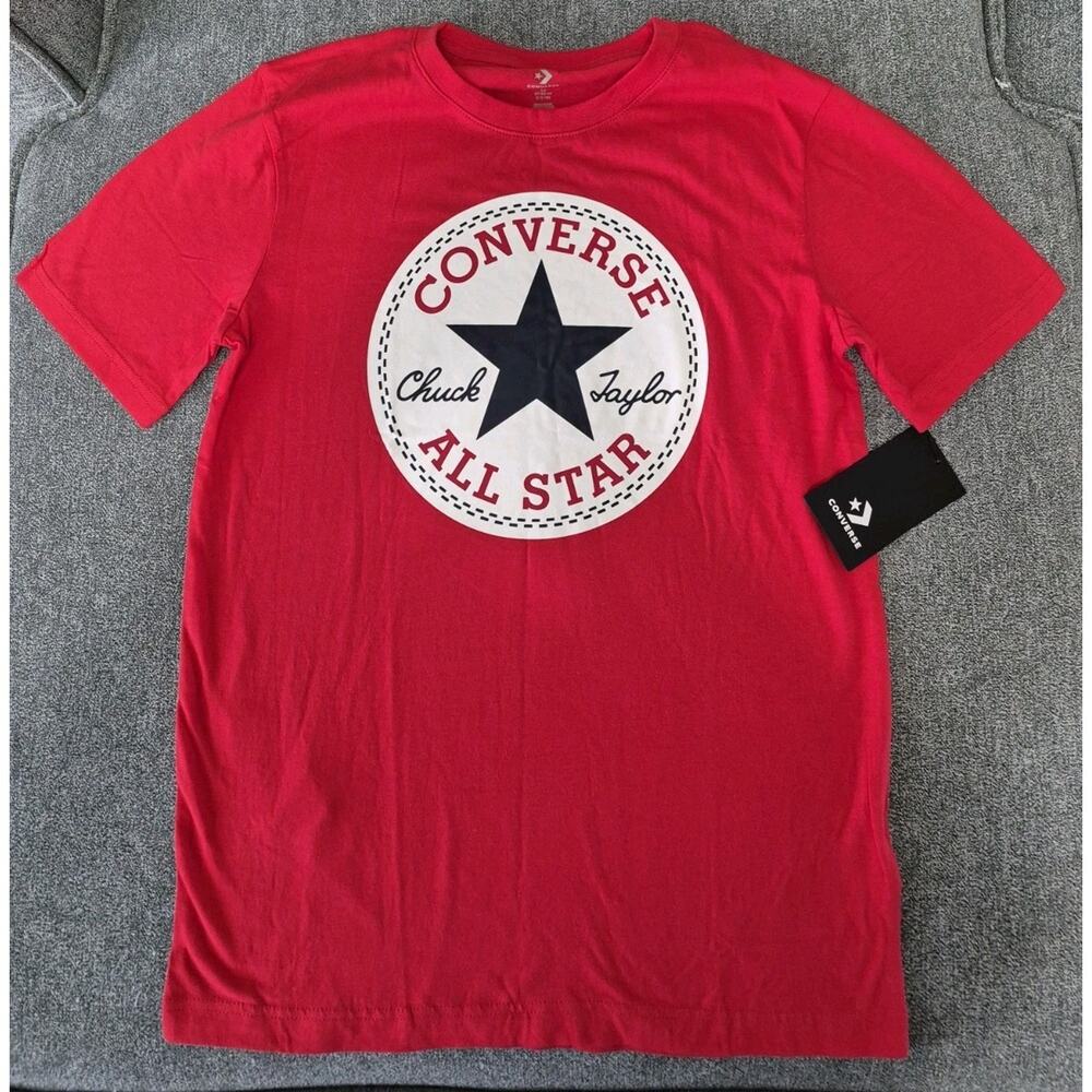 New Converse All Star Chuck Taylor Red T-Shirt Cotton Boys Age 10-12 Size Med.